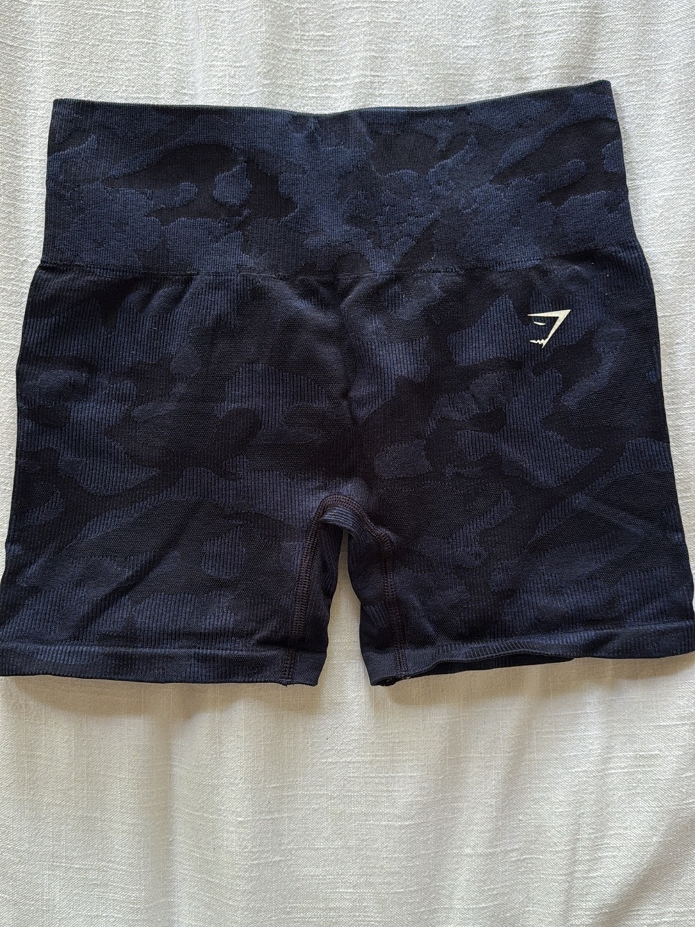 Gymshark Women’s High-Waist Seamless Bike Shorts — Black Camo